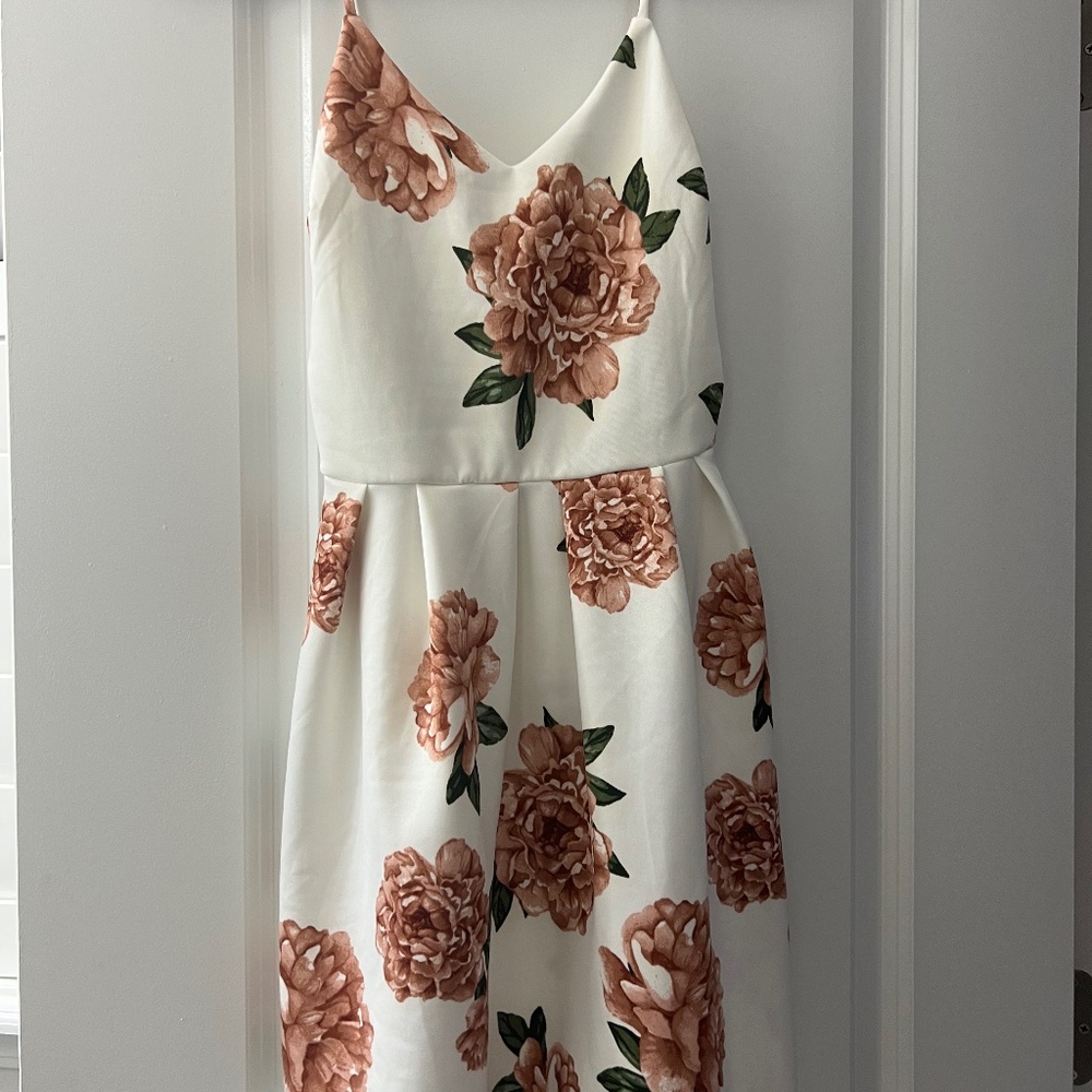 White and Rose Floral Dress